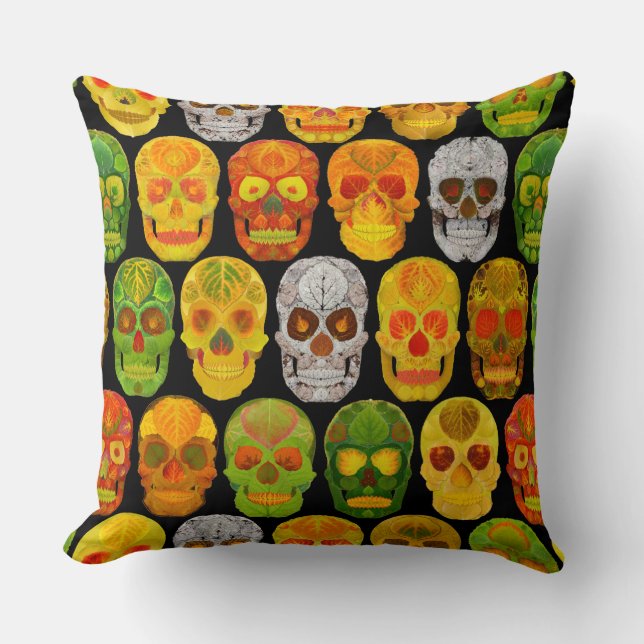 Aspen Leaf Skulls nahtloses Muster 2018 Kissen (Vorderseite)