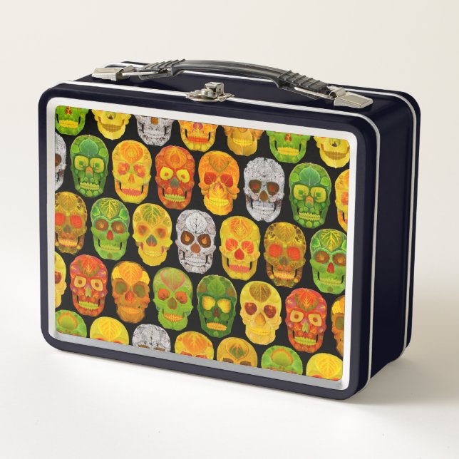 Aspen Leaf Skulls nahtloses Muster 2018 Metall Brotdose (Vorderseite)