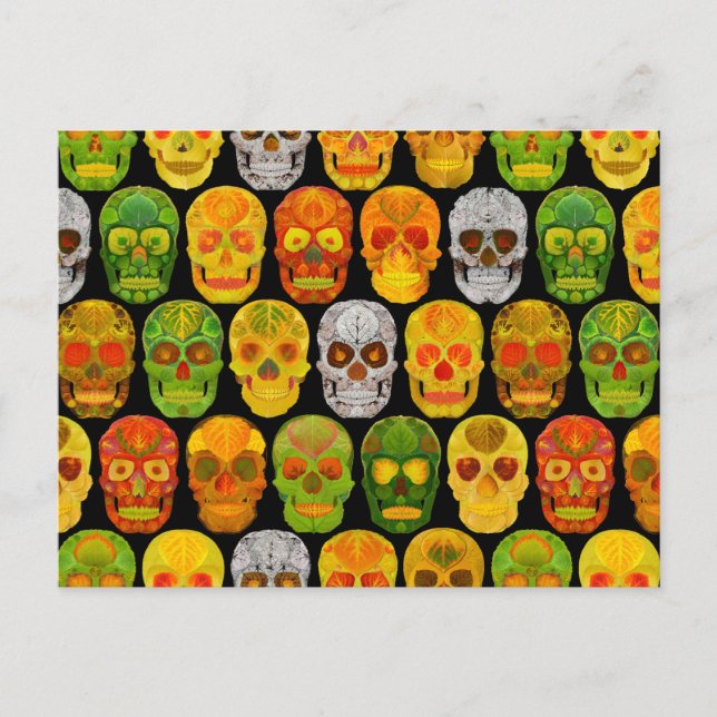 Aspen Leaf Skulls nahtloses Muster 2018 Postkarte (Vorderseite)