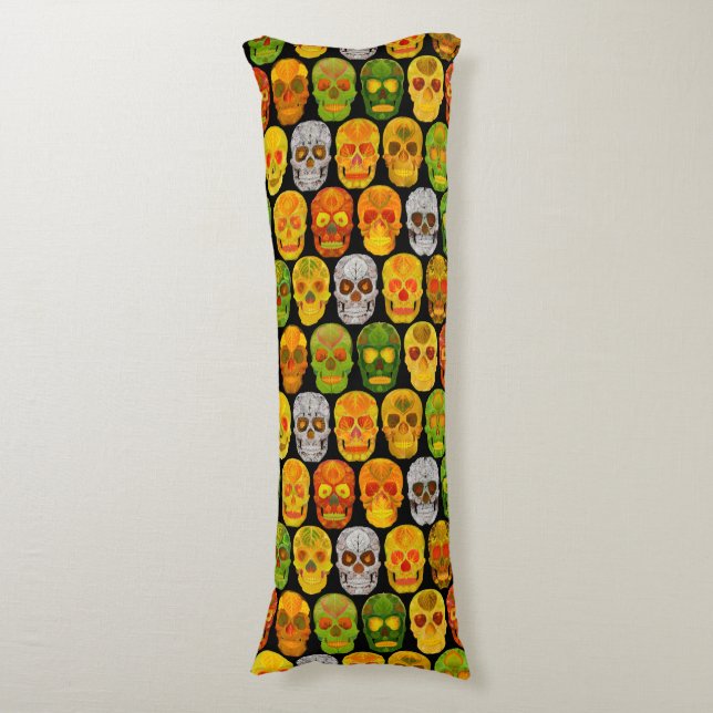 Aspen Leaf Skulls nahtloses Muster 2018 Seitenschläferkissen (Vorderseite Vertikal)