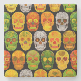 Aspen Leaf Skulls nahtloses Muster 2018 Steinuntersetzer