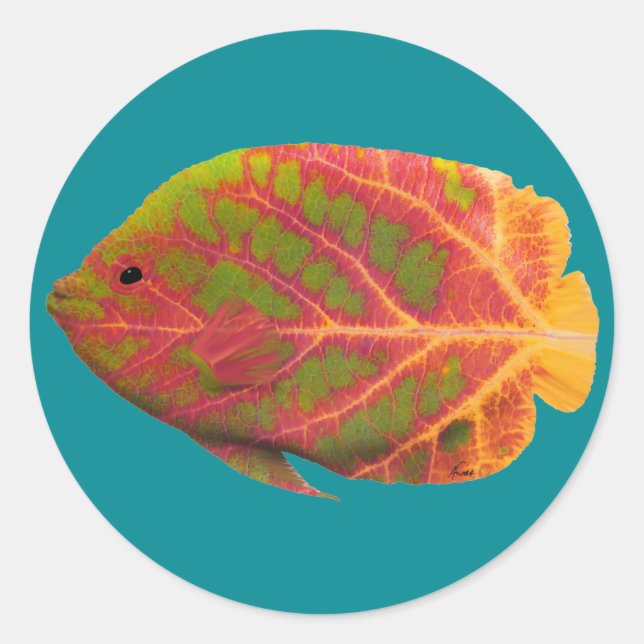 Aspen Leaf Tropische Fische 1 Runder Aufkleber (Vorderseite)