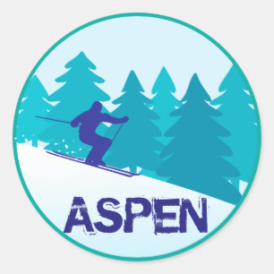 Aspen Ski Circle Runder Aufkleber