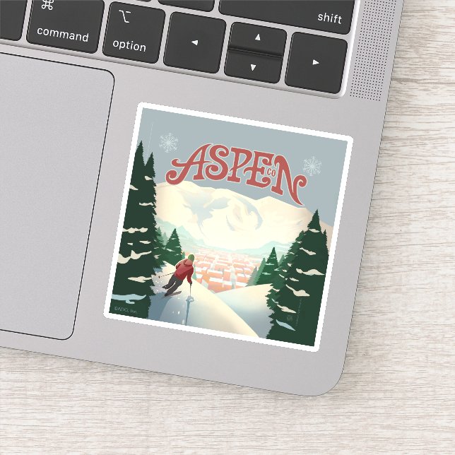 Aspen Skier | Colorado Aufkleber (Detail)