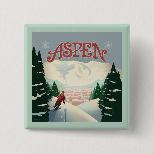 Aspen Skier   Colorado Button