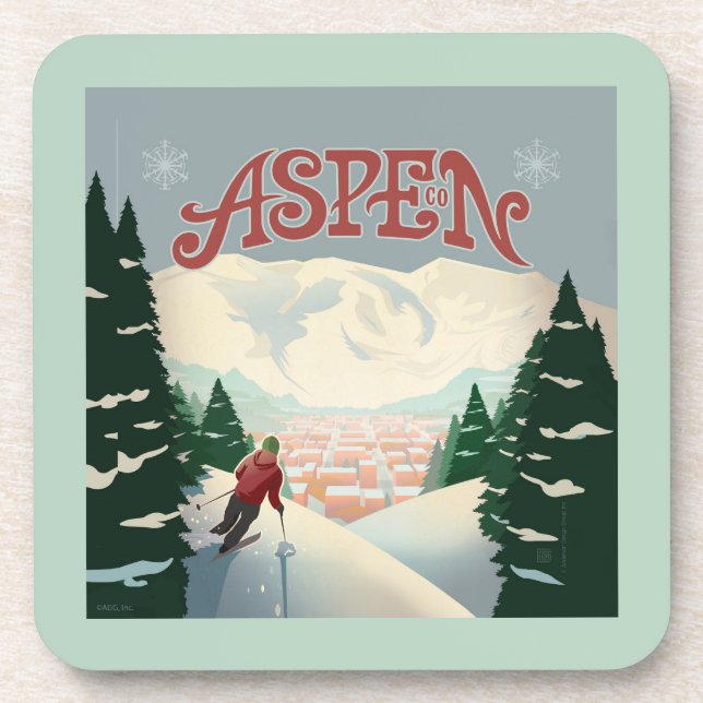 Aspen Skier | Colorado Getränkeuntersetzer (Vorderseite)