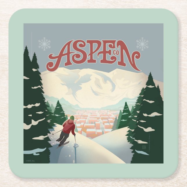 Aspen Skier | Colorado Rechteckiger Pappuntersetzer (Vorderseite)