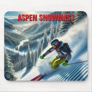 Aspen Snowmassenskifahrer Mousepad