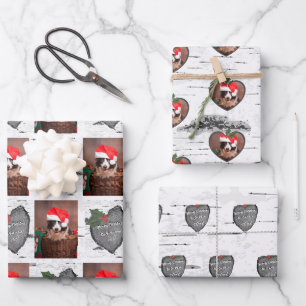 Aspen Tree Rustic Wood Heart Family Foto Xmas Geschenkpapier Set