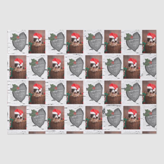 Aspen Tree Rustic Wood Heart Family Foto Xmas Wra Seidenpapier (Vorderseite)
