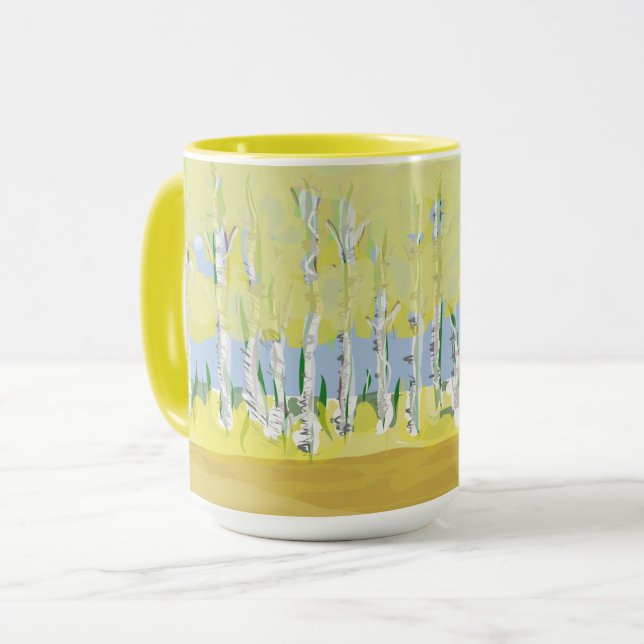 ASPEN Trees handgemalt Original Kaffeemaschine Tas Tasse (Vorderseite Links)