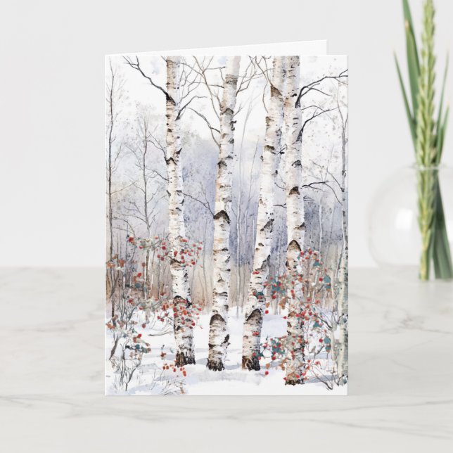 Aspen Trees im Winter Weihnachtsblankkarte Feiertagskarte (Vorderseite)