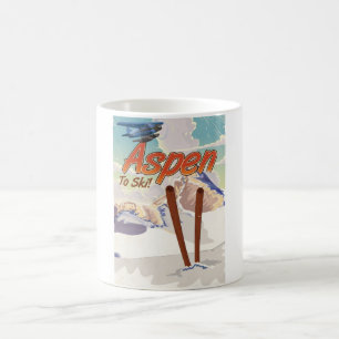 Aspen USA Vintage-Ski-Reiseplakat Kaffeetasse