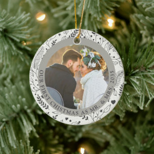 Aspen Winter Erstes Weihnachten als Herr und Fra Keramik Ornament