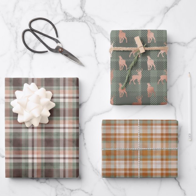 Aspen Winter Kariert Wrapping Paper Sheets Geschenkpapier Set (Vorderseite)