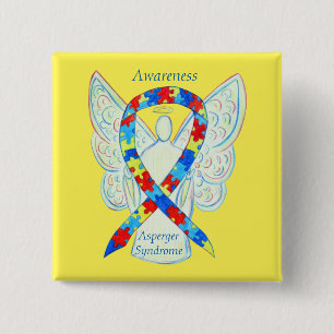 Asperger-Syndrom Angel Puzzle Ribbon-Buttone Button