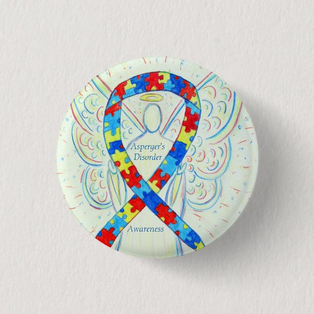 Asperger-Syndrom Engel-Puzzle-Ribbon-Buttone Button (Vorderseite)