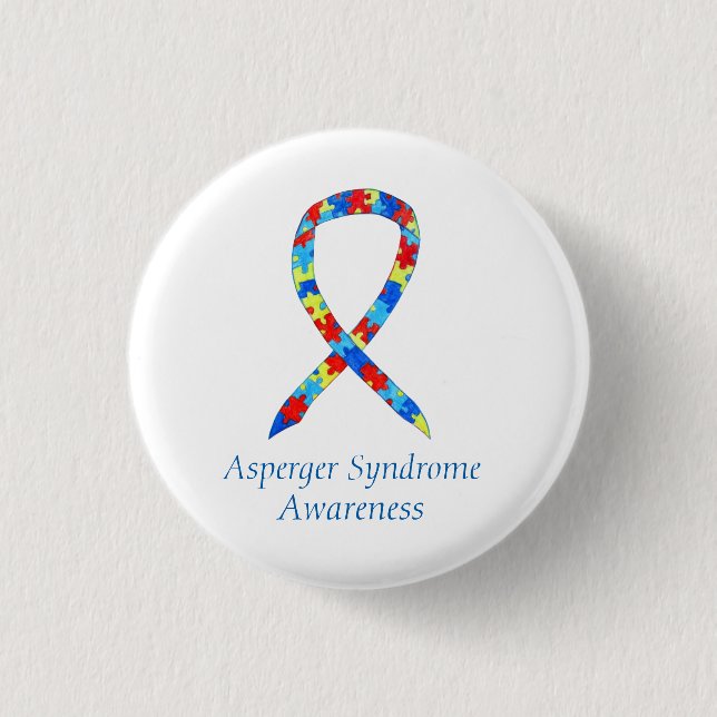 Asperger-Syndrom Puzzle Custom Ribbon-Buttone Button (Vorderseite)