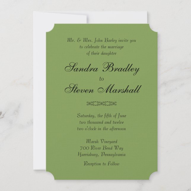 Asperges simples Invitations de mariage vert (Devant)
