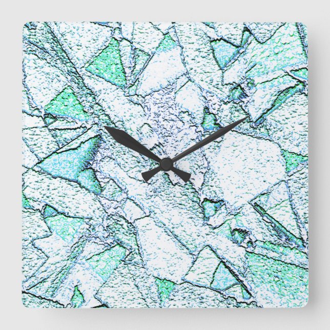 Áspero como rocha, num misto de ciano e menta quadratische wanduhr (Vorderseite)