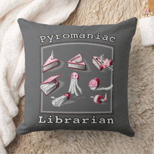 Asphalt Square Sketted Pyromanac Librarian Kissen