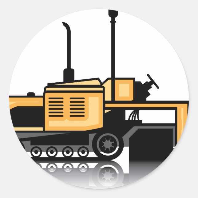 Asphaltfertiger Runder Aufkleber (Vorderseite)