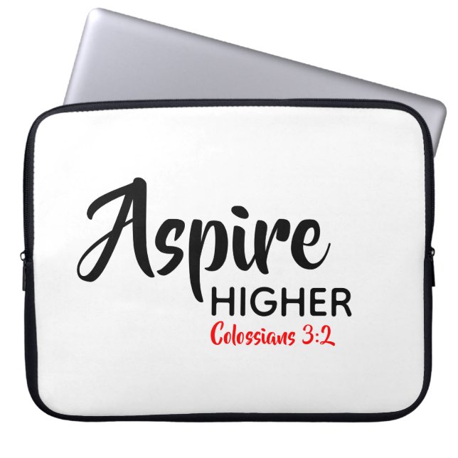 ASPIRE HIGHER Inspiration Christliche Schrift Laptopschutzhülle (Vorderseite)
