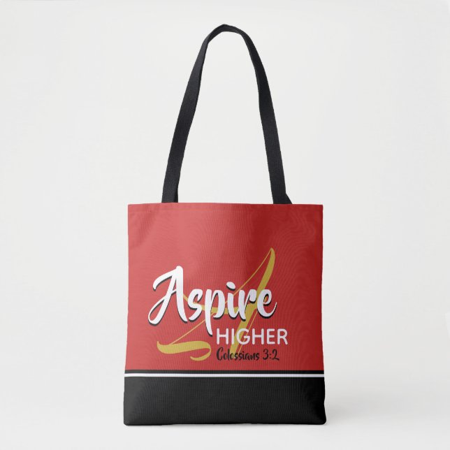 ASPIRE HIGHER Inspiration Scripting Christlich Tasche (Vorderseite)