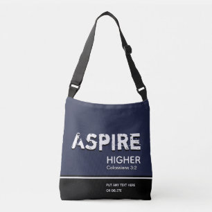 ASPIRE HIGHER Inspirational Christlich NAVY Tragetaschen Mit Langen Trägern