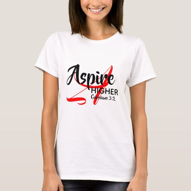 ASPIRE HIGHER Inspiriert Monogramm Christlich WEIS T-Shirt (Vorderseite)