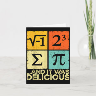 Aß etwas Kuchen und war lecker lustiger Mathe-Wort Karte
