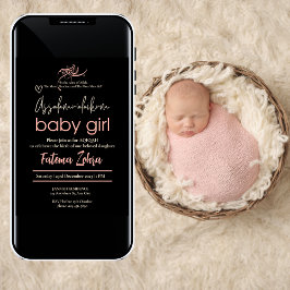 Assalamualaikum Baby Girl Muslim Aqiqah BlackPink Einladung