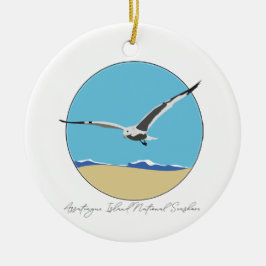 Assateague Island Sea Gull over Beach Keramik Ornament