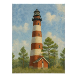 Assateague Leuchtturm Aquarell Poster