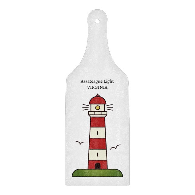Assateague Light Red and White Striped Leuchtturm Schneidebrett (Vorderseite)