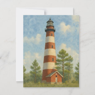 Assateague Lighthouse Watercolor Mitteilungskarte