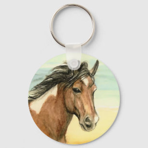 "Assateague Pony-" Pferdekunst-Schlüsselanhänger Schlüsselanhänger