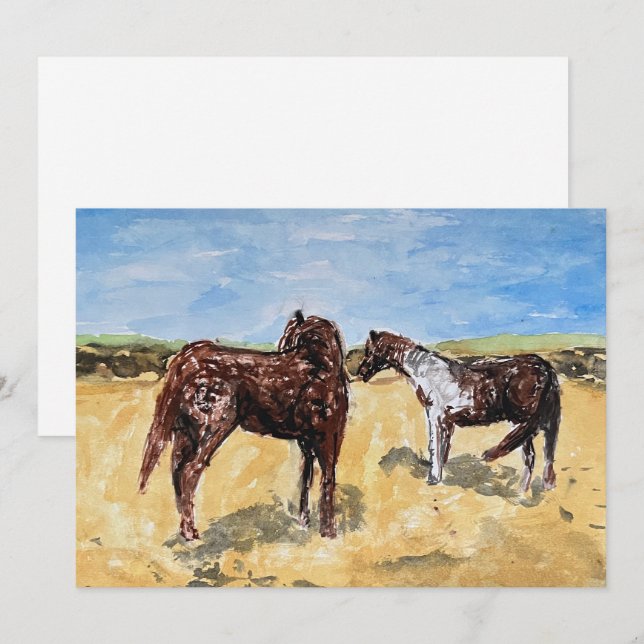 Assateague-Ponys Feiertagskarte (Vorne/Hinten)