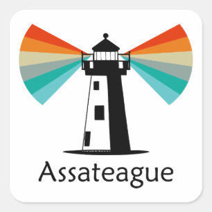 Assateague Virginia Leuchtturm Regenbogen Quadratischer Aufkleber