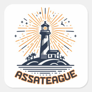 Assateague Virginia Leuchtturm Sonnenaufgang Quadratischer Aufkleber