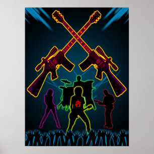 Assault-Gitarre Schwarzlichtposter Poster