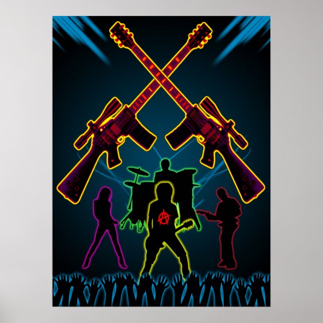 Assault-Gitarre Schwarzlichtposter Poster (Vorne)