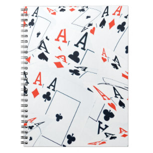 Asse in einem geschichteten Poker-Karten-Muster, Notizblock