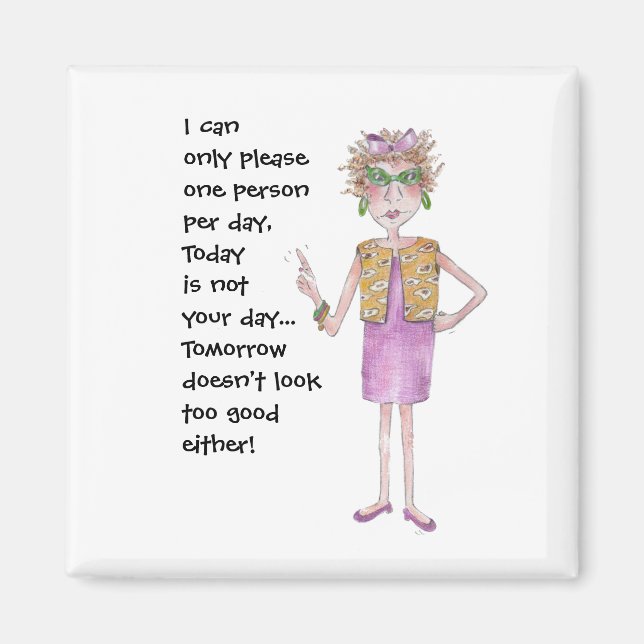 Assertive Woman Stern Vorlesung Malerei Karikatur  Magnet (Vorne)