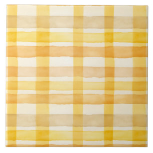 Assez Jaune, Orange Motif de Carreaux à l'Aquarell