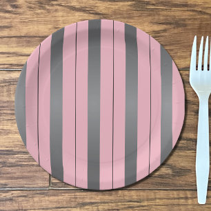 Assez jolies assiettes en papier grises et roses à