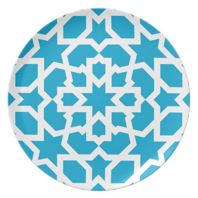 Assiette Carreau bleu arabesque marocaine et mosaïque (Devant)