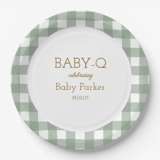 Assiette circulaire bébé-Q Gingham vert 2