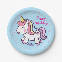 Assiette d'anniversaire de licorne magique