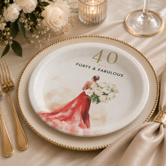 Assiette d'anniversaire en robe rouge de luxe